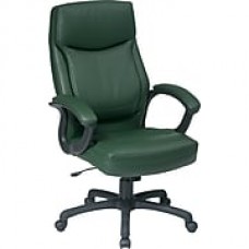 Office Star Leather Executive Office Chair, Green, Fixed Arm (EC6583-EC16)