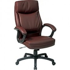 Office Star™ Leather Executive Office Chair, Mocha w/ 2-Tone Stitching, Fixed Arm (EC6582-EC9)