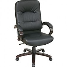 Office Star™ Leather Executive Office Chair, Black and Espresso, Fixed Arm (WD5380-EC3)