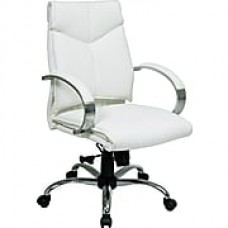 Office Star™ Fabric Executive Office Chair, White and Chrome, Fixed Arm (7271)