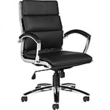 Global Leather Managers Office Chair, Fixed Arms, Black (OTG11648B)