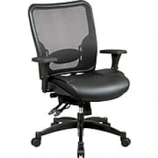 Office Star SPACE Leather Computer and Desk Office Chair, Adjustable Arms, Black (68-50764)