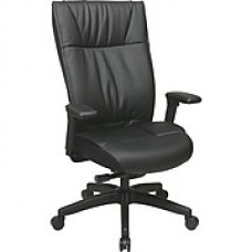 Office Star SPACE Leather Executive Office Chair, Adjustable Arms, Black (9370-55NC17U)