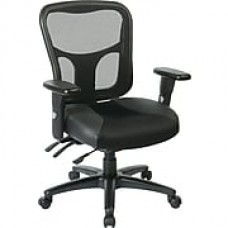 Office Star Proline II Leather Managers Office Chair, Adjustable Arms, Black (98346)