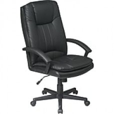 Office Star WorkSmart Leather Managers Office Chair, Fixed Arms, Black (EC22070-EC3)