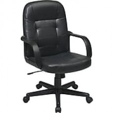 Office Star WorkSmart Leather Managers Office Chair, Fixed Arms, Black (EC3393-EC3)