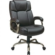 Office Star Big and Tall Work Smart Leather Executive Chair with Fixed Arms, Espresso