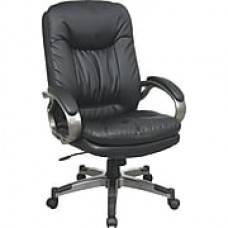 Office Star WorkSmart Leather Executive Office Chair, Fixed Arms, Black (ECH83507-EC3)