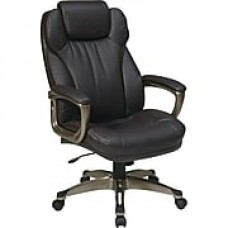 Office Star WorkSmart Leather Executive Office Chair, Fixed Arms, Brown (ECH85801-EC1)