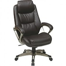 Office Star WorkSmart Leather Executive Office Chair, Fixed Arms, Espresso (ECH89181-EC1)