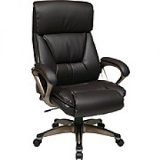 Office Star WorkSmart Leather Executive Office Chair, Fixed Arms, Espresso (ECH89301-EC1)