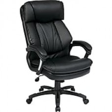 Office Star WorkSmart Leather Executive Office Chair, Adjustable Arms, Black (FL9097-U6)