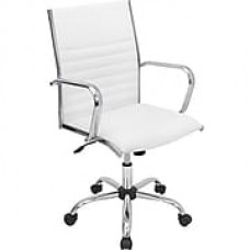 LumiSource Master Leather Computer and Desk Office Chair, Fixed Arms, White (OFC-AC-MSTRW)