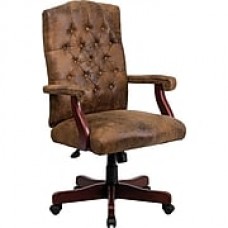 Flash Furniture Leather Executive Office Chair, Fixed Arms, Brown (802BRN)