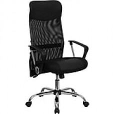 Flash Furniture High-Back Leather Office Chair, Fixed Arm, Black