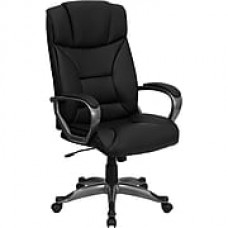 Flash Furniture Leather Executive Office Chair, Fixed Arms, Black (BT9177BK)