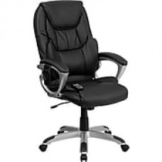 Flash Furniture Leather Executive Office Chair, Fixed Arms, Black (BT9806HP2)