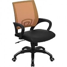 Flash Furniture LeatherSoft Leather Computer and Desk Office Chair, Fixed Arms, Orange/Black (CPB176A01ORG)