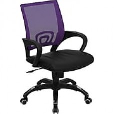 Flash Furniture LeatherSoft Leather Computer and Desk Office Chair, Fixed Arms, Purple/Black (CPB176A01PUR)