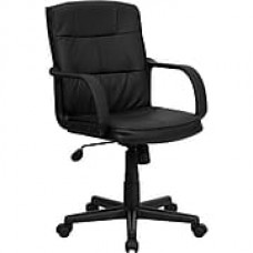 Flash Furniture LeatherSoft Leather Computer and Desk Office Chair, Fixed Arms, Black (GO228SBKLEA)