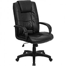 Flash Furniture Leather Executive Office Chair, Fixed Arms, Black (GO5301BBKLEA)