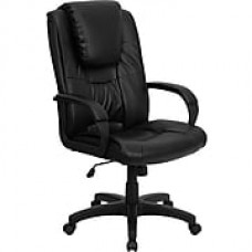 Flash Furniture LeatherSoft Leather Executive Office Chair, Fixed Arms, Black (GO5301BSPECCHBK)