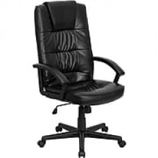 Flash Furniture LeatherSoft Leather Executive Office Chair, Adjustable Arms, Black (GO7102)