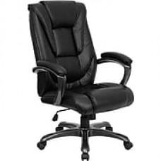 Flash Furniture LeatherSoft Leather Executive Office Chair, Fixed Arms, Black (GO7194BBK)