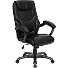 Flash Furniture LeatherSoft Leather Executive Office Chair, Adjustable Arms, Black (GO724HBKLEA)