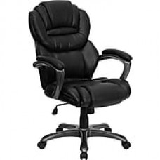 Flash Furniture LeatherSoft Leather Executive Office Chair, Fixed Arms, Black (GO901BK)