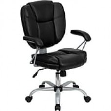 Flash Furniture Leather Computer and Desk Office Chair, Fixed Arms, Black (GO930BK)