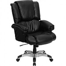 Flash Furniture LeatherSoft Leather Executive Office Chair, Fixed Arms, Black (GO958BK)