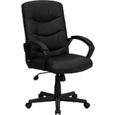 Flash Furniture LeatherSoft Leather Executive Office Chair, Fixed Arms, Black (GO9771BKLEA)