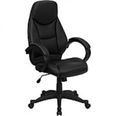 Flash Furniture Leather Executive Office Chair, Fixed Arms, Black (HHLC0005HI1B)