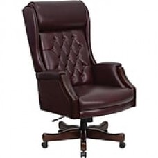 Flash Furniture Leather Executive Office Chair, Fixed Arms, Burgundy (KCC696TG)