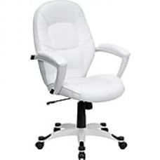 Flash Furniture Leather Executive Office Chair, Fixed Arms, White (QD5058MWHT)