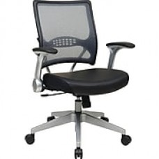 Office Star SPACE Leather Managers Office Chair, Adjustable Arms, Black (67-E36N61R5)