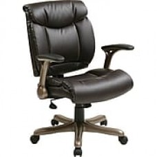 Office Star WorkSmart Leather Executive Office Chair, Adjustable Arms, Espresso (ECH8967K5-EC1)