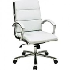 Office Star Faux Leather Executive Office Chair, Fixed Arms, White (FL5388C-U11)