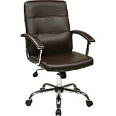 Office Star Ave Six Leather Executive Office Chair, Adjustable Arms, Espresso (MAL26-ES)