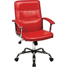 Office Star Ave Six Leather Executive Office Chair, Adjustable Arms, Red (MAL26-RD)