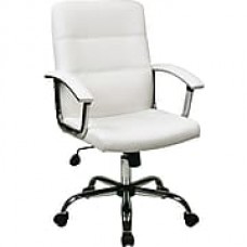 Office Star Ave Six Leather Executive Office Chair, Adjustable Arms, White (MAL26-WH)