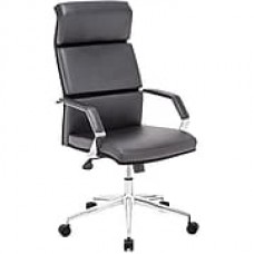 Zuo Lider Pro High-Back Faux-Leather Office Chair, Fixed Arms, Black