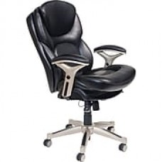 Serta Back in Motion Leather Executive Office Chair, Fixed Arms, Smooth Black (44186)