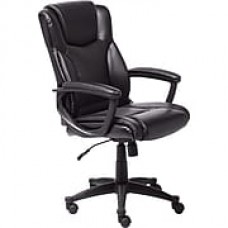 Serta Leather Computer and Desk Office Chair, Fixed Arms, Black (43672)