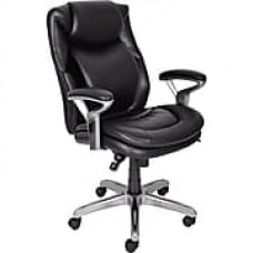 Serta AIR™ Health and Wellness Leather Computer and Desk Office Chair, Fixed Arms, Black, Leather, Black (44103)