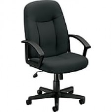 HON High-Back Executive Chair, Center-Tilt, Fixed Arms, Charcoal Fabric  