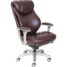 La-Z-Boy Cantania Leather Executive Office Chair, Adjustable Arms, Coffee Brown (45776)