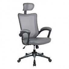 Techni Mobili High-Back Mesh Executive Office Chair With Headrest, Gray