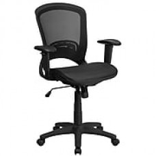 Mid-Back Black Mesh Executive Swivel Office Chair with Mesh Seat and Back and Height Adjustable Arms (HL-0007T-GG)